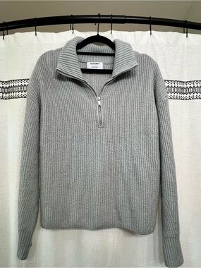 Old Navy Light Blue Ribbed Half-Zip Sweater